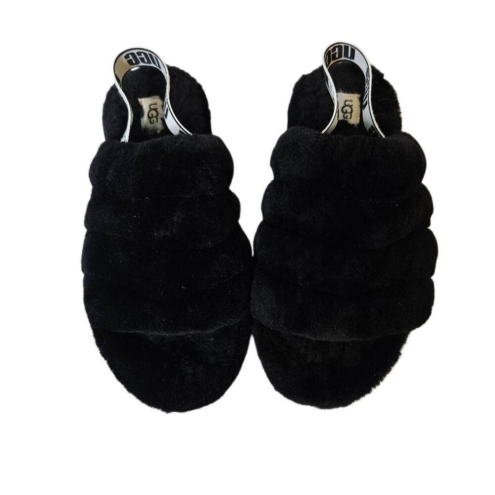 UGG black Fluff Yeah slides. Size 9.